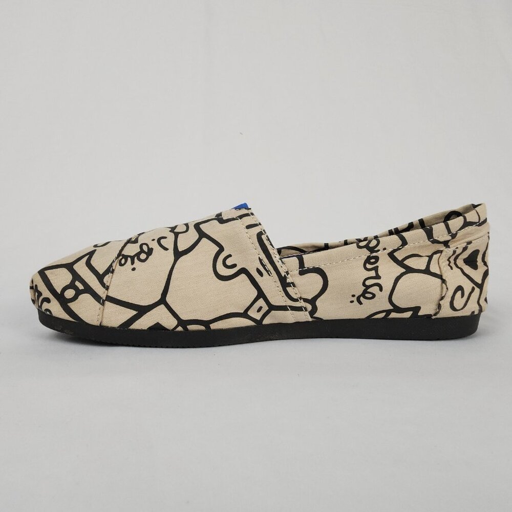 Joy & Mario J. Pierce Women’s Flat Slip On Shoe 8W Graphic Cartoon Black & Tan - Picture 11 of 12
